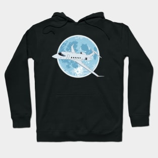 Bombardier Challenger 350 Jet Full Moon Hoodie